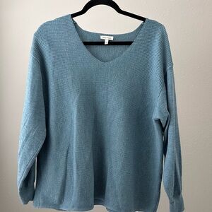 Ella Moss Blue Teal V-Neck Sweater